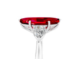 White gold Three-Stone Marquise Cut Ruby Ring with Pear  Side Stones in Four-Prong Setting_17
