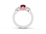 White gold Three-Stone Marquise Cut Ruby Ring with Pear  Side Stones in Four-Prong Setting_51