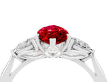 White gold Three-Stone Marquise Cut Ruby Ring with Pear  Side Stones in Four-Prong Setting_52