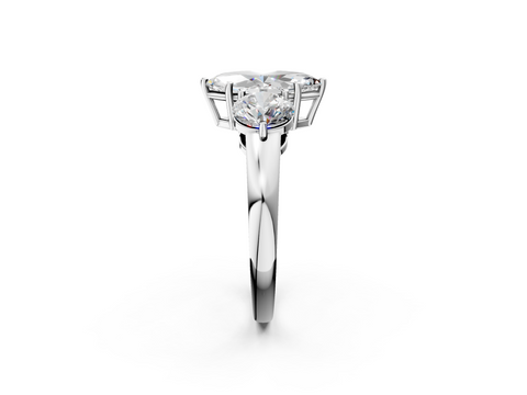 White gold Three-Stone Marquise Cut Solitaire Ring with Prong Setting on a Classic Band_80