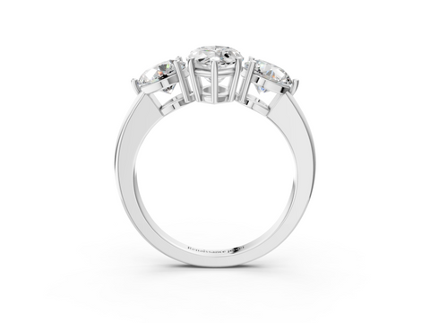 White gold Three-Stone Marquise Cut Solitaire Ring with Prong Setting on a Classic Band_81