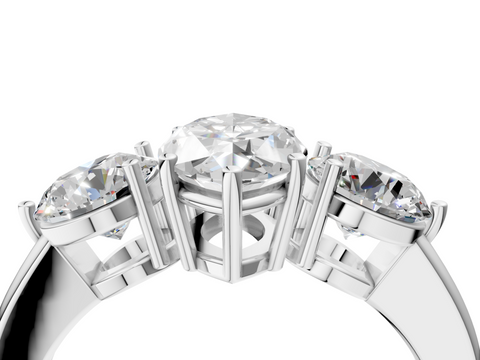 White gold Three-Stone Marquise Cut Solitaire Ring with Prong Setting on a Classic Band_82