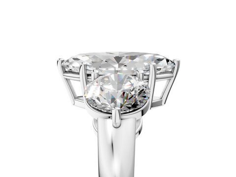 White gold Three-Stone Marquise Cut Solitaire Ring with Prong Setting on a Classic Band_83