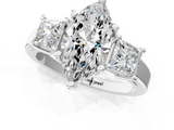 White gold Three-Stone Marquise Cut Solitaire Ring with Prong Setting_4