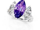 White gold Three-Stone Marquise Cut Tanzanite Braided Band Ring with Four-Prong Setting_13