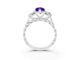 White gold Three-Stone Marquise Cut Tanzanite Braided Band Ring with Four-Prong Setting_15