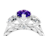 White gold Three-Stone Marquise Cut Tanzanite Braided Band Ring with Four-Prong Setting_16
