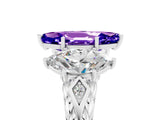 White gold Three-Stone Marquise Cut Tanzanite Braided Band Ring with Four-Prong Setting_17