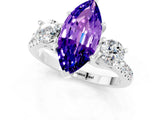 White gold Three-Stone Marquise Cut Tanzanite Pavé Band with Four-Prong Setting_1