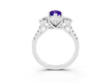 White gold Three-Stone Marquise Cut Tanzanite Pavé Band with Four-Prong Setting_3