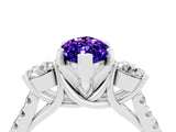 White gold Three-Stone Marquise Cut Tanzanite Pavé Band with Four-Prong Setting_4