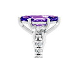 White gold Three-Stone Marquise Cut Tanzanite Pavé Band with Four-Prong Setting_5