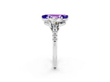 White gold Three-Stone Marquise Cut Tanzanite Ring with Pavé Band and Prong Setting_14