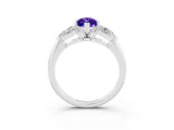White gold Three-Stone Marquise Cut Tanzanite Ring with Pear Side Stones and Four-Prong Setting_3