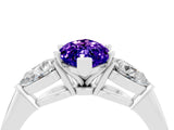 White gold Three-Stone Marquise Cut Tanzanite Ring with Pear Side Stones and Four-Prong Setting_4