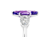 White gold Three-Stone Marquise Cut Tanzanite Ring with Pear Side Stones and Four-Prong Setting_5