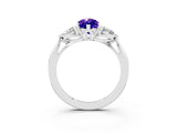 White gold Three-Stone Marquise Cut Tanzanite Ring with Pear  Side Stones in Four-Prong Setting_15