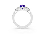 White gold Three-Stone Marquise Cut Tanzanite Ring with Pear  Side Stones in Four-Prong Setting_51