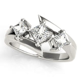 White gold Three-Stone Marquise Cut Tension Band Ring with Four-Prong Setting