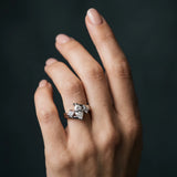 White gold Three-Stone Marquise Cut Tension Band Ring with Four-Prong Setting_6