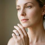 White gold Three-Stone Marquise Cut Tension Band Ring with Four-Prong Setting_7