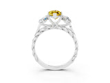White gold Three-Stone Marquise Cut Yellow Sapphire Braided Band Ring with Four-Prong Setting_39