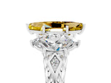 White gold Three-Stone Marquise Cut Yellow Sapphire Braided Band Ring with Four-Prong Setting_41