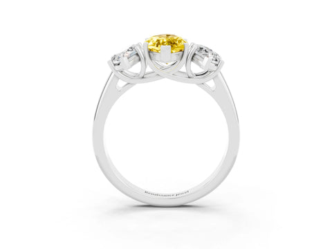 White gold Three-Stone Marquise Cut Yellow Sapphire Engagement Ring with Prong Setting_3