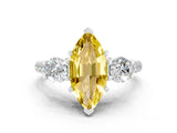 White gold Three-Stone Marquise Cut Yellow Sapphire Pavé Band with Four-Prong Setting_24
