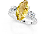 White gold Three-Stone Marquise Cut Yellow Sapphire Pavé Band with Four-Prong Setting_25