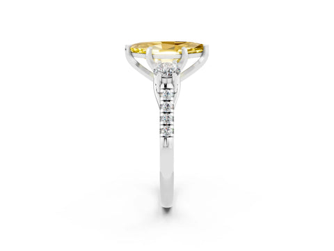 White gold Three-Stone Marquise Cut Yellow Sapphire Pavé Band with Four-Prong Setting_26