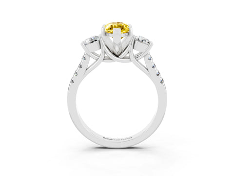 White gold Three-Stone Marquise Cut Yellow Sapphire Pavé Band with Four-Prong Setting_27