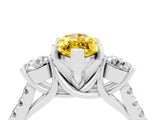 White gold Three-Stone Marquise Cut Yellow Sapphire Pavé Band with Four-Prong Setting_28