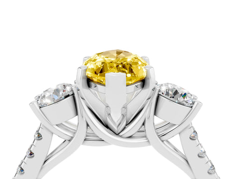 White gold Three-Stone Marquise Cut Yellow Sapphire Pavé Band with Four-Prong Setting_28