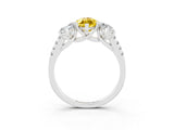 White gold Three-Stone Marquise Cut Yellow Sapphire Ring with Pavé Band and Prong Setting_39