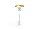 White gold Three-Stone Marquise Cut Yellow Sapphire Ring with Pear Side Stones and Four-Prong Setting_26