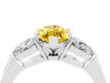 White gold Three-Stone Marquise Cut Yellow Sapphire Ring with Pear Side Stones and Four-Prong Setting_28