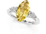 White gold Three-Stone Marquise Cut Yellow Sapphire Ring with Pear  Side Stones in Four-Prong Setting_13