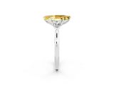 White gold Three-Stone Marquise Cut Yellow Sapphire Ring with Pear  Side Stones in Four-Prong Setting_14