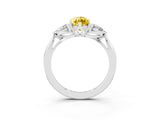 White gold Three-Stone Marquise Cut Yellow Sapphire Ring with Pear  Side Stones in Four-Prong Setting_15
