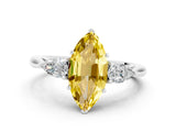 White gold Three-Stone Marquise Cut Yellow Sapphire Ring with Pear  Side Stones in Four-Prong Setting_48