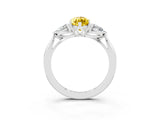 White gold Three-Stone Marquise Cut Yellow Sapphire Ring with Pear  Side Stones in Four-Prong Setting_51