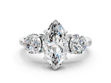 White gold Three-Stone Marquise Diamond Channel Set Engagement Ring with Prong Setting_15