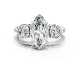 White gold Three-Stone Marquise Diamond Channel Set Engagement Ring with Prong Setting_3