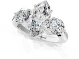 White gold Three-Stone Marquise Diamond Channel Set Engagement Ring with Prong Setting_4