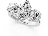 White gold Three-Stone Marquise Diamond Engagement Ring with Prong Setting on a Classic Band_4