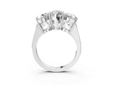 White gold Three-Stone Marquise Diamond Engagement Ring with Prong Setting on a Classic Band_6