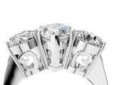 White gold Three-Stone Marquise Diamond Engagement Ring with Prong Setting on a Classic Band_7