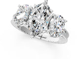 White gold Three-Stone Marquise Diamond Milgrain Pave Band with Prong Setting 1