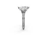 White gold Three-Stone Marquise Diamond Milgrain Pave Band with Prong Setting 2